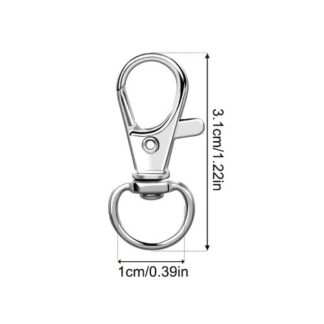 Karabiinhaak nikkel 3,1cm x 1cm.